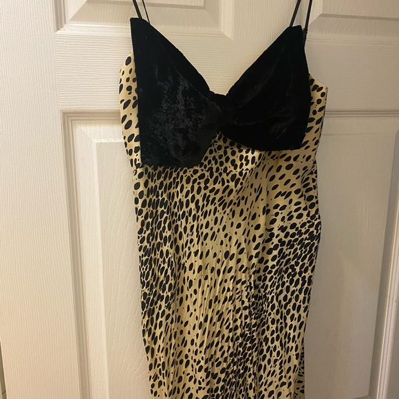 RIXO LONDON Leanna Halter MIDI Bow Leopard Maxi Dress S Backless Bias - Picture 5 of 5